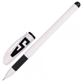 Ручка гелевая с грипом STAFF, ЧЕРНАЯ, корпус белый, игольчатый узел 0,5 мм, линия письма 0,35 мм, GP173