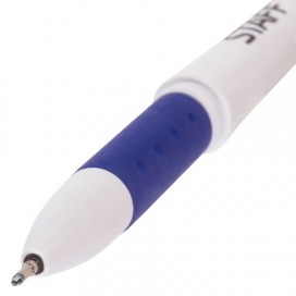 Ручка гелевая с грипом STAFF, СИНЯЯ, корпус белый, игольчатый узел 0,5 мм, линия письма 0,35 мм, GP174