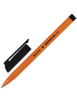 Ручка шариковая BRAUBERG 'Solar', ЧЕРНАЯ, трехгранная, корпус оранжевый, узел 1 мм, линия письма 0,5 мм, BP171