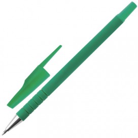 Ручка шариковая STAFF, ЗЕЛЕНАЯ, корпус прорезиненный зеленый, узел 0,7 мм, линия письма 0,35 мм, BP193