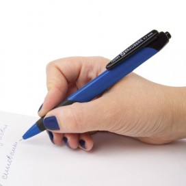 Ручка шариковая масляная автоматическая с грипом BRAUBERG 'Booster', СИНЯЯ, трехгранная, узел 0,7 мм, линия письма 0,35 мм, 142483