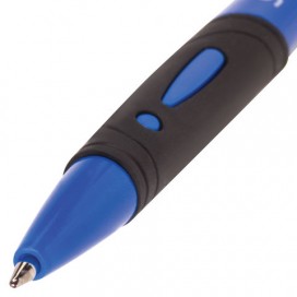 Ручка шариковая автоматическая с грипом STAFF, СИНЯЯ, корпус синий, узел 0,7 мм, линия письма 0,35 мм, BPR246