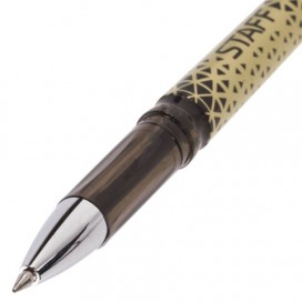 Ручка стираемая гелевая STAFF, ЧЕРНАЯ, хромированные детали, узел 0,5 мм, линия письма 0,35 мм, 142495