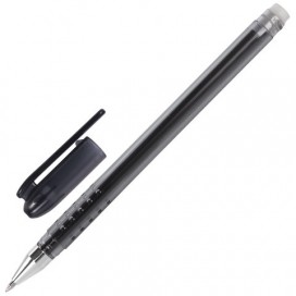 Ручка стираемая гелевая STAFF, ЧЕРНАЯ, корпус черный, хромированные детали, узел 0,5 мм, линия письма 0,38 мм, GP189