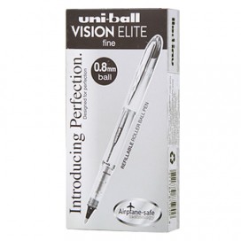 Ручка-роллер UNI-BALL (Япония) 'Vision Elite', ЧЕРНАЯ, корпус серый, узел 0,8 мм, линия письма 0,6 мм, UB-200(08)BLACK