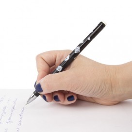 Ручка шариковая масляная BRAUBERG BLACK&WHITE 'Letters', СИНЯЯ, узел 0,7 мм, линия письма 0,35 мм, OBP129