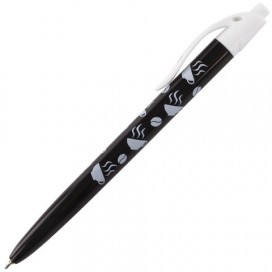 Ручка шариковая масляная автоматическая BRAUBERG BLACK&WHITE 'Coffee', СИНЯЯ, узел 0,7 мм, линия письма 0,35 мм, OBPR131