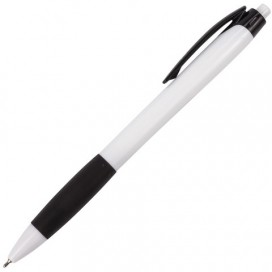 Ручка шариковая масляная автоматическая с грипом BRAUBERG BLACK&WHITE 'Blank', СИНЯЯ, узел 0,7 мм, линия письма 0,35 мм, OBPR132