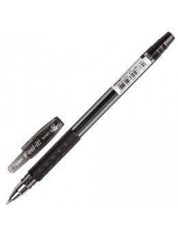 Ручка шариковая масляная с грипом PENTEL (Япония) 'Feel It!', ЧЕРНАЯ, трехгранная, узел 0,7 мм, линия письма 0,27 мм, BX487-A