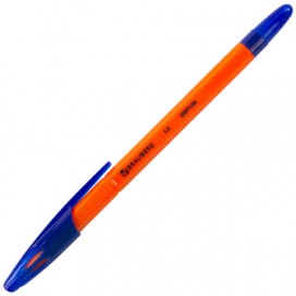 Ручка шариковая масляная BRAUBERG 'X-100', СИНЯЯ, корпус оранжевый, узел 1 мм, линия письма 0,7 мм, OBP100
