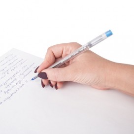 Ручка шариковая масляная BRAUBERG 'Ice', СИНЯЯ, корпус прозрачный, узел 0,6 мм, линия письма 0,3 мм, OBP108