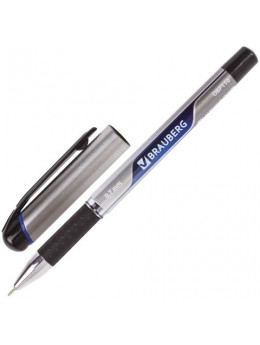 Ручка шариковая масляная с грипом BRAUBERG 'Signature', СИНЯЯ, печать, узел 0,7 мм, линия письма 0,35 мм, OBP110