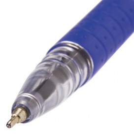 Ручка шариковая масляная с грипом BRAUBERG 'Glassy', СИНЯЯ, корпус прозрачный, узел 0,7 мм, линия письма 0,35 мм, OBP119