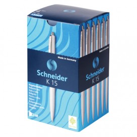 Ручка шариковая автоматическая SCHNEIDER 'K15', СИНЯЯ, корпус белый, узел 1 мм, линия письма 0,5 мм, 130820