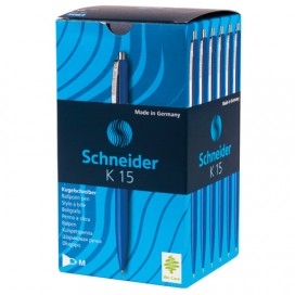 Ручка шариковая автоматическая SCHNEIDER (Германия) 'K15', СИНЯЯ, корпус синий, узел 1 мм, линия письма 0,5 мм, 3083