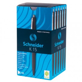 Ручка шариковая автоматическая SCHNEIDER (Германия) 'K15', ЧЕРНАЯ, корпус черный, узел 1 мм, линия письма 0,5 мм, 3081
