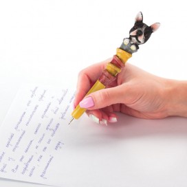Ручка фигурная 'СОБАЧКИ', СИНЯЯ, 4 дизайна ассорти, линия письма 0,5 мм, дисплей, BRAUBERG