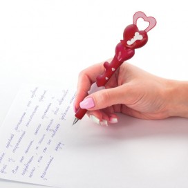 Ручка фигурная 'СЕРДЕЧКИ', СИНЯЯ, 4 дизайна ассорти, линия письма 0,5 мм, дисплей, BRAUBERG