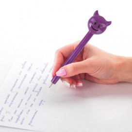 Ручка фигурная 'СМАЙЛИКИ МИКС-2', СИНЯЯ, 4 дизайна ассорти, линия письма 0,5 мм, дисплей, BRAUBERG