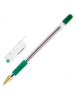 Ручка шариковая масляная с грипом MUNHWA 'MC Gold', зеленая, корпус прозрачный, узел 0,5 мм, линия письма 0,3 мм, BMC-04