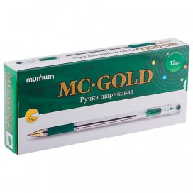 Ручка шариковая масляная с грипом MUNHWA 'MC Gold', зеленая, корпус прозрачный, узел 0,5 мм, линия письма 0,3 мм, BMC-04