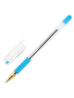 Ручка шариковая масляная с грипом MUNHWA 'MC Gold', ГОЛУБАЯ, корпус прозрачный, узел 0,5 мм, линия письма 0,3 мм, BMC-12