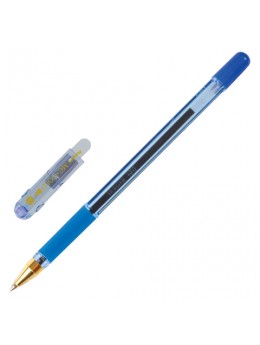Ручка шариковая масляная с грипом MUNHWA 'MC Gold', СИНЯЯ, корпус тонированный синий, узел 0,7 мм, линия письма 0,5 мм, BMC07-02