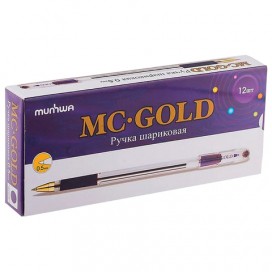 Ручка шариковая масляная с грипом MUNHWA 'MC Gold', ФИОЛЕТОВАЯ, корпус прозрачный, узел 0,5 мм, линия письма 0,3 мм, BMC-09