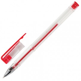 Ручка гелевая STAFF, КРАСНАЯ, корпус прозрачный, хромированные детали, узел 0,5 мм, линия письма 0,35 мм, GP109