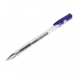Ручка гелевая STAFF, СИНЯЯ, корпус прозрачный, хромированные детали, узел 0,5 мм, линия письма 0,35 мм, GP107