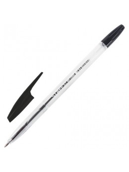 Ручка шариковая STAFF 'BP-1000', ЧЕРНАЯ, корпус прозрачный, узел 0,7 мм, линия письма 0,35 мм, BP147
