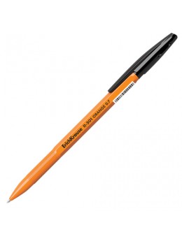 Ручка шариковая ERICH KRAUSE 'R-301 Orange', ЧЕРНАЯ, корпус оранжевый, узел 0,7 мм, линия письма 0,35 мм, 43195