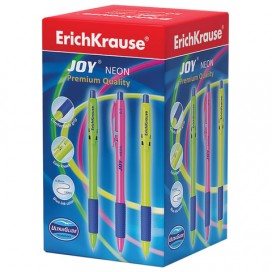 Ручка шариковая масляная автоматическая с грипом ERICH KRAUSE 'Ultra Glide Joy Neon', СИНЯЯ, узел 0,7 мм, линия письма 0,35 мм, 43347
