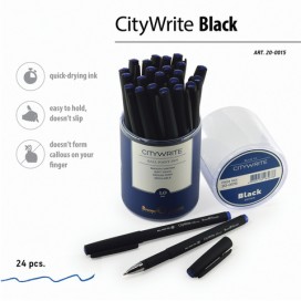 Ручка шариковая BRUNO VISCONTI 'CityWrite' 'Black', СИНЯЯ, корпус черный, узел 1 мм, линия письма 0,8 мм, 20-0015