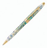 Ручка подарочная шариковая CROSS Botanica 'Зеленая лилия', лак, латунь, позолота, черная, AT0642-4