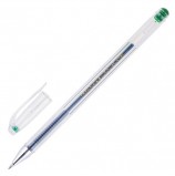 Ручка гелевая CROWN 'Hi-Jell', ЗЕЛЕНАЯ, корпус прозрачный, узел 0,5 мм, линия письма 0,35 мм, HJR-500B