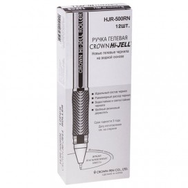 Ручка гелевая с грипом CROWN 'Hi-Jell Needle Grip', ЧЕРНАЯ, узел 0,7 мм, линия письма 0,5 мм, HJR-500RNB
