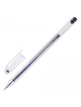 Ручка гелевая CROWN 'Hi-Jell', ЧЕРНАЯ, корпус прозрачный, узел 0,5 мм, линия письма 0,35 мм, HJR-500B