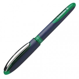Ручка-роллер SCHNEIDER 'One Business', ЗЕЛЕНАЯ, корпус темно-синий, узел 0,8 мм, линия письма 0,6 мм, 183004