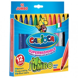 Фломастеры утолщенные CARIOCA 'Jumbo', 12 цветов, суперсмываемые, вентилируемый колпачок, картонная упаковка, 40569