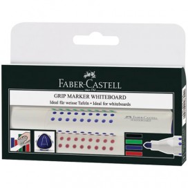 Маркеры для доски FABER-CASTELL НАБОР 4 шт., АССОРТИ, 'GRIP', круглый наконечник 1-5 мм, 158304