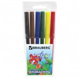 Фломастеры BRAUBERG 'Wonderful butterfly', 6 цветов, вентилируемый колпачок, пластиковая упаковка, увеличенный срок службы, 150521