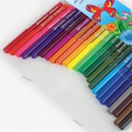Фломастеры BRAUBERG 'Wonderful butterfly', 24 цвета, вентилируемый колпачок, пласт. упаковка, увеличенный срок службы, 150524