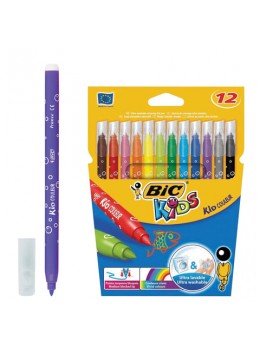 Фломастеры BIC 'Kid Couleur', 12 цветов, суперсмываемые, вентилируемый колпачок, европодвес, 9202932