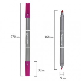 Фломастеры BRAUBERG, 10 цветов, двухсторонние, 2 пишущих узла 2 и 5 мм, вентилируемый колпачок, картонная упаковка, 150682