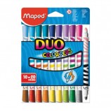 Фломастеры двухсторонние MAPED (Франция) 'Color'peps Duo', 10 штук, 20 цветов, 1 мм, смываемые, 847010