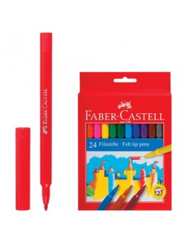 Фломастеры FABER-CASTELL, 24 цвета, смываемые, картонная упаковка, европодвес, 554224