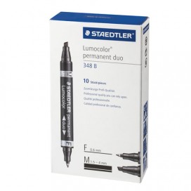 Маркер перманентный STAEDTLER двусторонний, КРАСНЫЙ, круглый 0,6 мм / скошенный 1,5-4 мм, 348 B-2