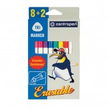Фломастеры CENTROPEN 'Erasable', 8 цветов +2 стирающих, ширина линии 1,8 мм, стираемые, 2569/10