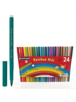 Фломастеры CENTROPEN 'Rainbow Kids', 24 цвета, смываемые, эргономичные, вентилируемый колпачок, 7550/24